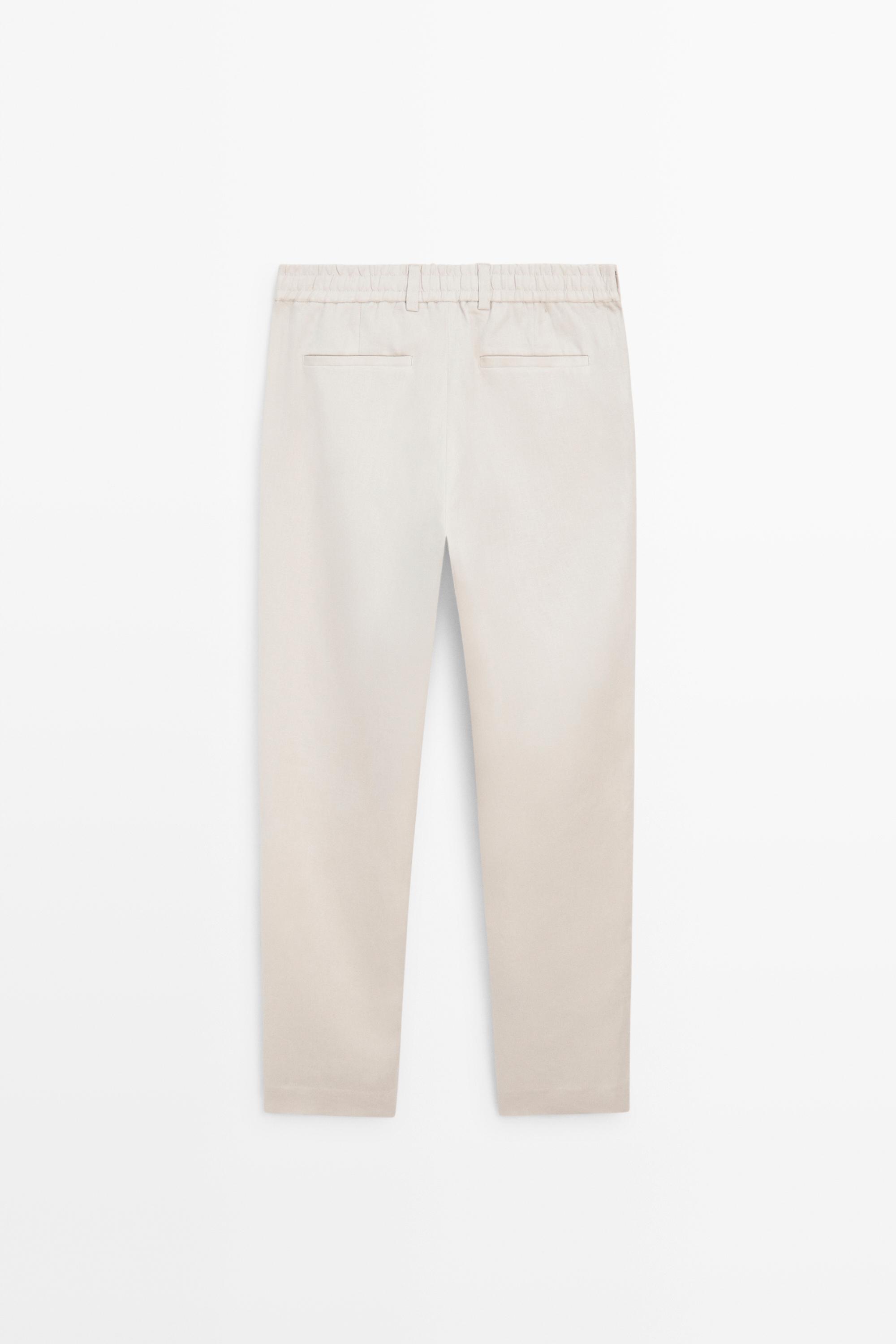 Pantalon à taille élastique 100 % lin